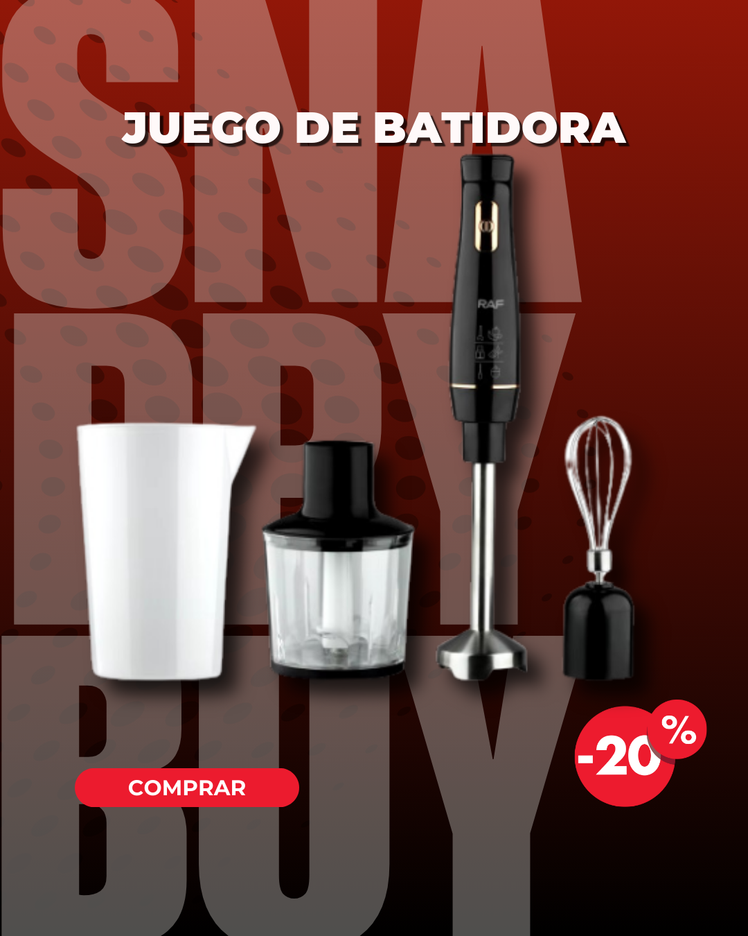 JUEGO DE BATIDORA CON VELOCIDAD AJUSTABLE 4 EN 1 - Tu mejor aliada en la cocina